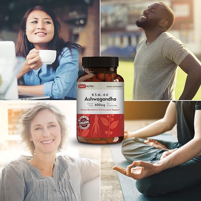 KSM-66 Ashwagandha 600mg Organic Root Extract - High Potency Supplement with 5% Withanolides | Supports Relaxation, Focus, & Energy (270 Capsules)