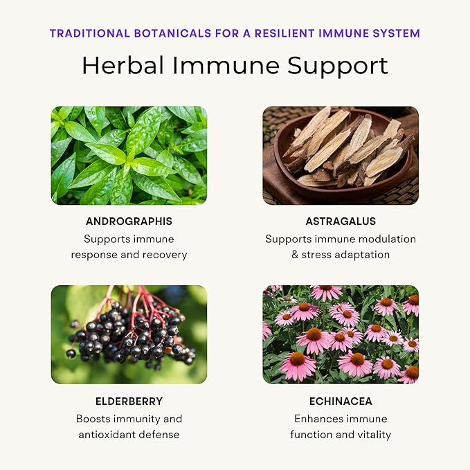 Immune Support Supplement with Vitamin C and Zinc, Sambucus Elderberry, Vitamin D3, Glutathione, Echinacea Capsules - Natural Immune Booster Herbal Supplements - Vegan, Gluten-Free (60ct)