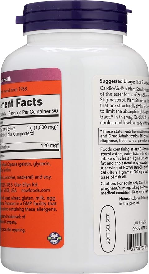 NOW FOODS SPO Beta-Sitosterol Plant Sterols with Fish Oil, 180 Count