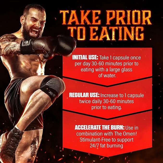JNX SPORTS The Omen! Thermogenic Fat Burner – Dietary Supplement for Men & Women with L Carnitine | Appetite Suppressant & Metabolism Booster | 100 Capsules