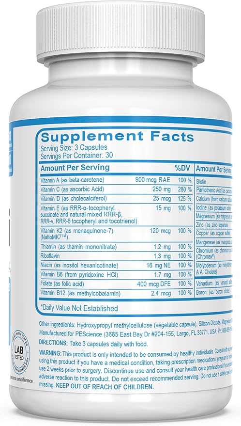 PEScience TruMulti Men's, Multivitamin with Premium Quality Vitamin C, D, Zinc for Immune Support, 90 Capsules