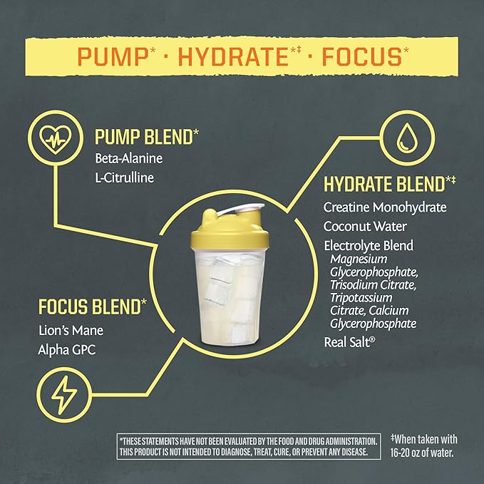 Sunwarrior Pre Workout Powder Energy Drink Non-Stim & Caffeine Free | Vegan Plant-Based Supplement | Pump Hydrate Focus Endurance & Strength Builder | Yuzu Mango Flavored 30 Serving Active Preworkout