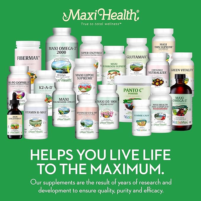 Maxi Health Two Complete - Multivitamins and Minerals - Full Potency - 180 Capsules - Kosher