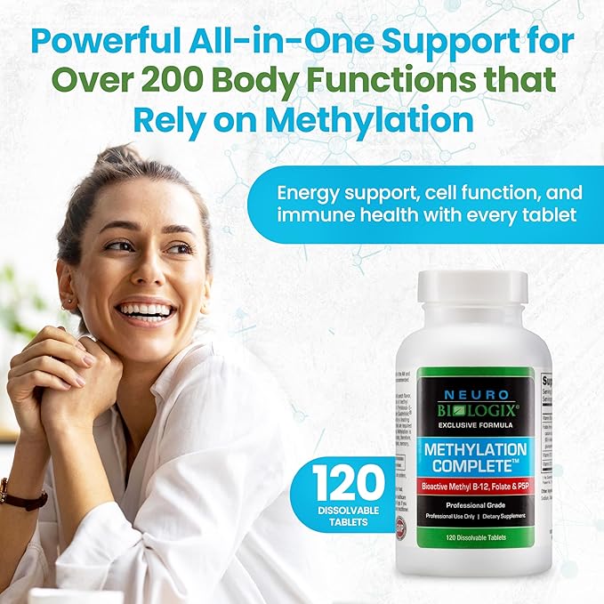 Methylation Complete - Methylated B Complex Vitamins to Aid Over 200 Body Processes - Methyl B Complex to Support Energy, Cell Function & Immunity - Enhanced Absorption with Methyl B12 B6 & Folate