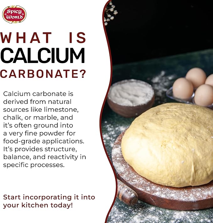 Spicy World Calcium Carbonate Powder 14oz - Dietary Supplement, Food Preservative, Acid Neutralizer