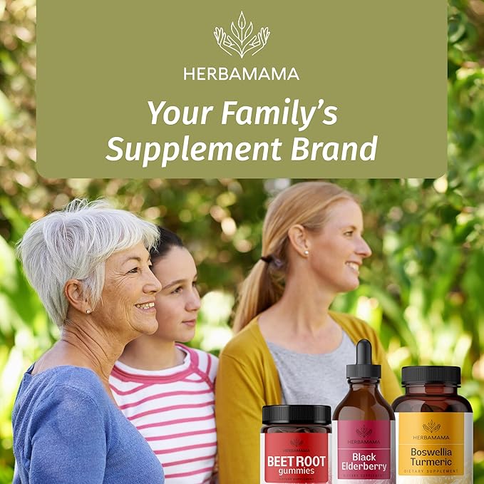 HERBAMAMA Black Elderberry Drops - Vegan Elderberry Liquid Extract for Immune Support - Non-GMO, Alcohol & Sugar-Free Immunity Supplement, 42-Day Supply