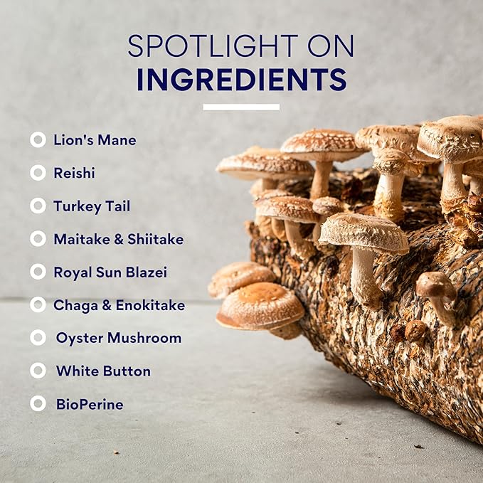 Research Verified Mushroom Complex - Support Immunity, Boost Antioxidants, Improve Cognitive Function - 10 Mushrooms Including Reishi, Maitake, and Shiitake - 60 Capsules - Vegan