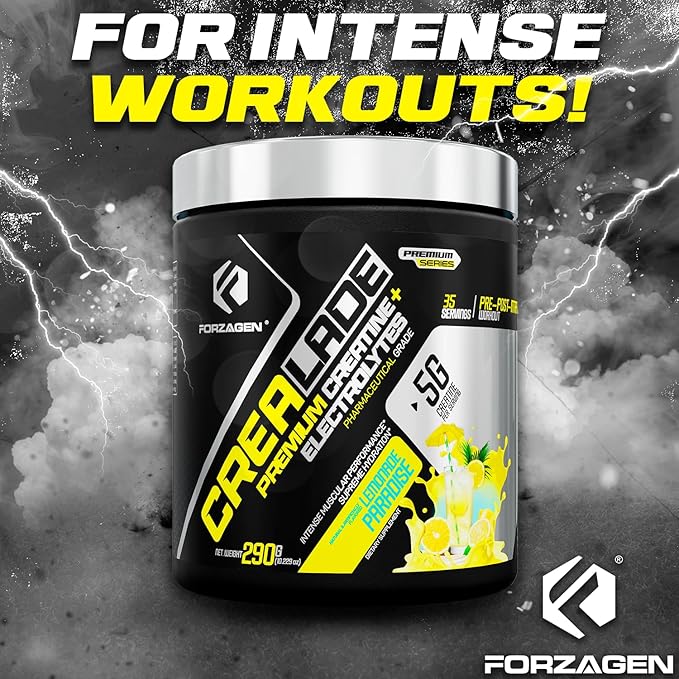 Forzagen CREA-Lade 35 Servings, Premium Creatine Monohydrate with Electrolytes Flavored Lemonade Paradise