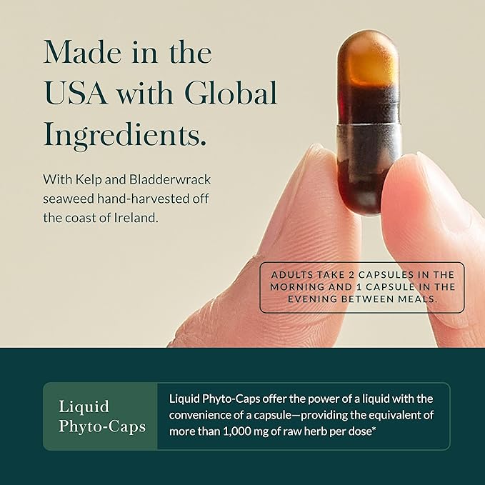 Gaia Herbs Thyroid Support - Made with Ashwagandha, Kelp, Brown Seaweed, and Schisandra to Support Healthy Metabolic Balance and Overall Well-Being - 60 Vegan Liquid Phyto-Capsules (20-Day Supply)