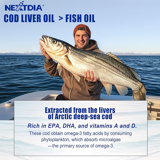 Cod Liver Oil 1000mg Gummies for Adults & Kids, with Vitamin A & D3 - Omega 3 Fish Oil Alternative - DHA 360mg & EPA 240mg for Brain, Bone, Eye & Immune Health, Sugar Free, 120 Cts