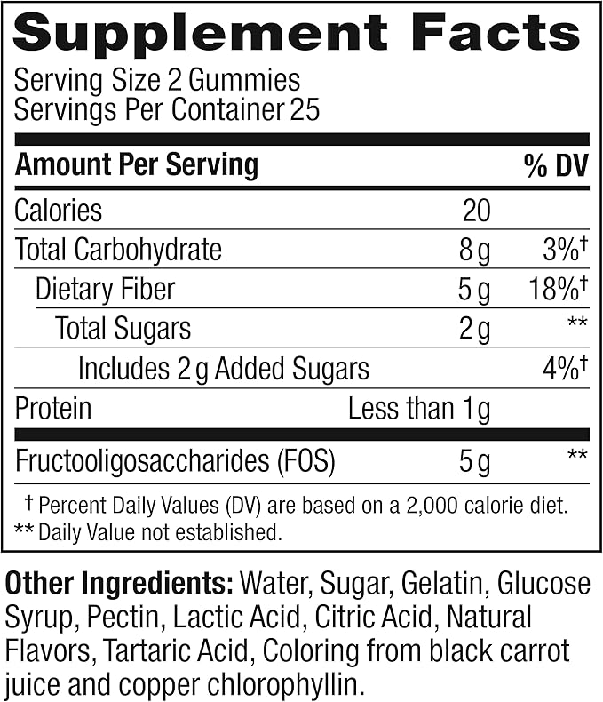OLLY Fiber Gummy Rings, 5g Prebiotic Fiber, FOS (Fructo-oligosaccharides), Digestive Support, Berry Melon 50ct