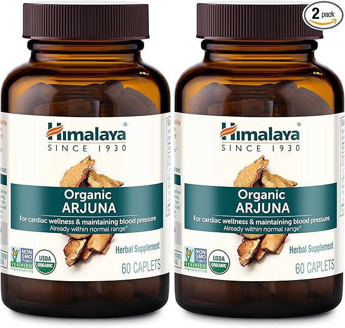 Himalaya Organic Arjuna, Blood Pressure Supplement for Cardiovascular Wellness and Heart Health, 700mg, 60 Count (Pack of 2)