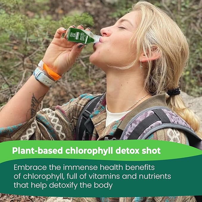 Chlorophyll Detox Shots – Organic Plant-Based Liquid Cleanse Drink for Immune Support & Natural Energy – Pre-Mixed Detox Supplement (12 Pack)