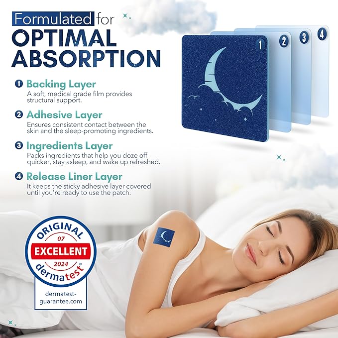 Sleep Patches for Adults Extra Strength – Natural Sleeping Patch, Melatonin-Free Patch for Relaxation & Restful Night – Long-Lasting Formula