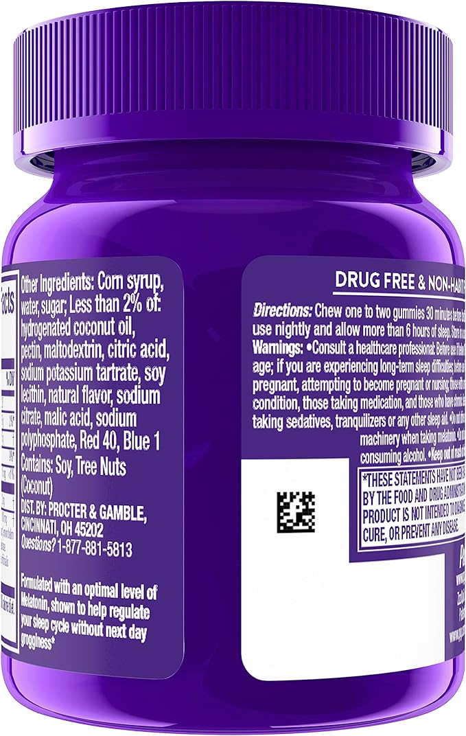 ZzzQuil PURE Zzzs Melatonin Gummies, Sleep Aid, Melatonin 2mg, with Chamomile & Lavender, Melatonin Sleep Gummies, Sleep Aids for Adults, Wildberry Vanilla Flavored, 24 Sleep Gummies