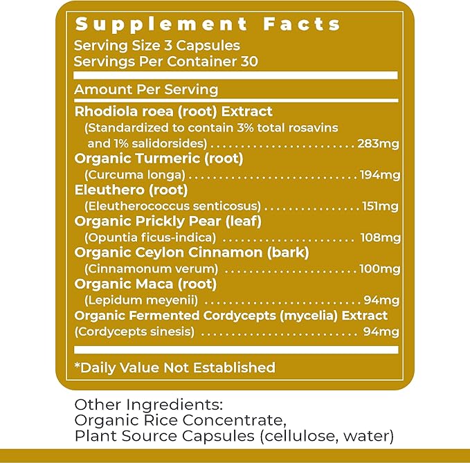 Premier Research Labs Adaptogen-R3: Adaptogen Supplements, Rhodiola Rosea Supplement with Maca Root, Complex for Stress, Heart & Metabolic Health - 90 Vegetarian Capsules