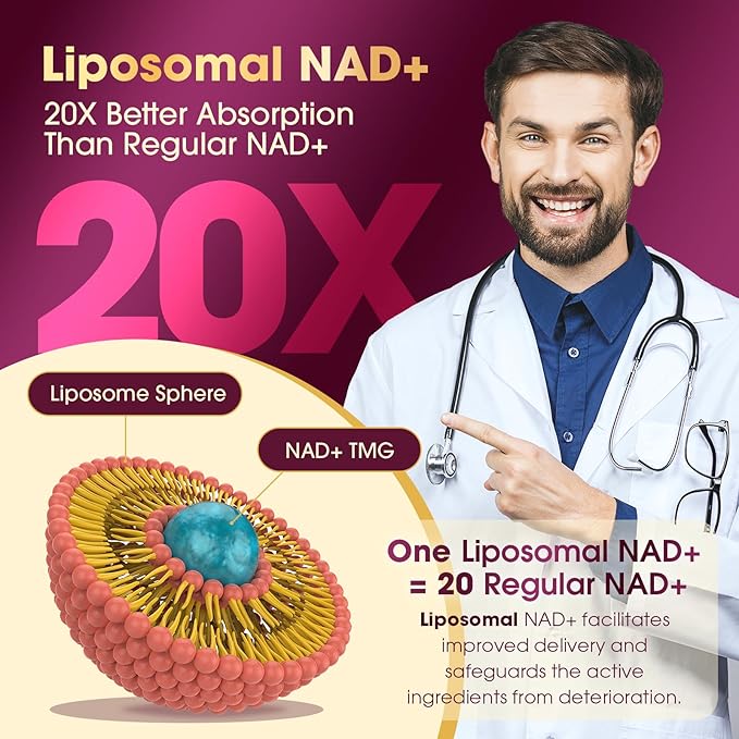 NAD Supplement 1100mg Pure Organic, Liposomal NAD Resveratrol Supplement for Women and Men, Boosts NAD+ Levels, Helps Aging Defense, Cellular Energy & Focus, Ultra-Antioxidant 90 Capsules, 2 Pack