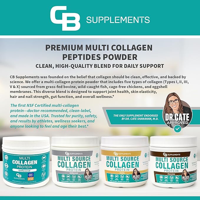Multi Collagen Protein – Hydrolyzed Collagen for Joint, Skin, Gut, Hair & Nail Health – Unflavored Powder with Types I, II, III, V & X – Grass-Fed & Clean – 58 Servings