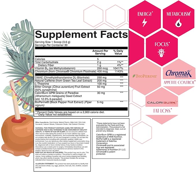 Strong + Sexy Fit, Weight and Diet Support Health Supplement, Workout Drink Powder for Natural Energy, Appetite Control, and Metabolism Support, Supplements for Women, Caramel Apple Flavor, 30 SVG