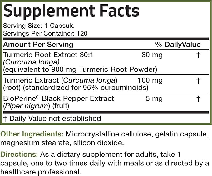 Turmeric Curcumin with BioPerine - High Potency Premium Joint Support with 95% Standardized Curcuminoids - Non-GMO Capsules with Black Pepper - 120 Count