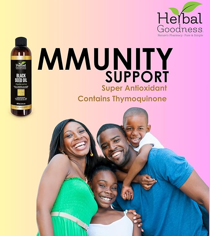 Black Seed Oil - Organic Cold Pressed Nigella Sativa, Black Cumin Seed Oil with Thymoquinone, Blackseed Liquid for Health, Hair Growth & Skincare 8 fl. oz | Herbal Goodness