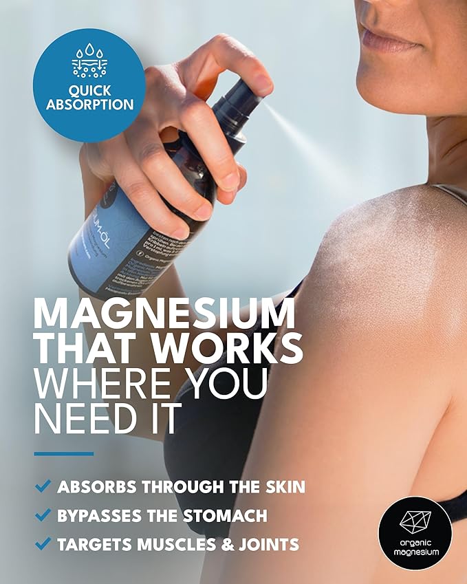 Organic Magnesium Spray Oil in Glass Bottle with Extra Spray - 100% Pure Topical Magnesium Chloride for Leg Cramps from Ancient Zechstein Seabed | for Sports, Relaxing & Sleep