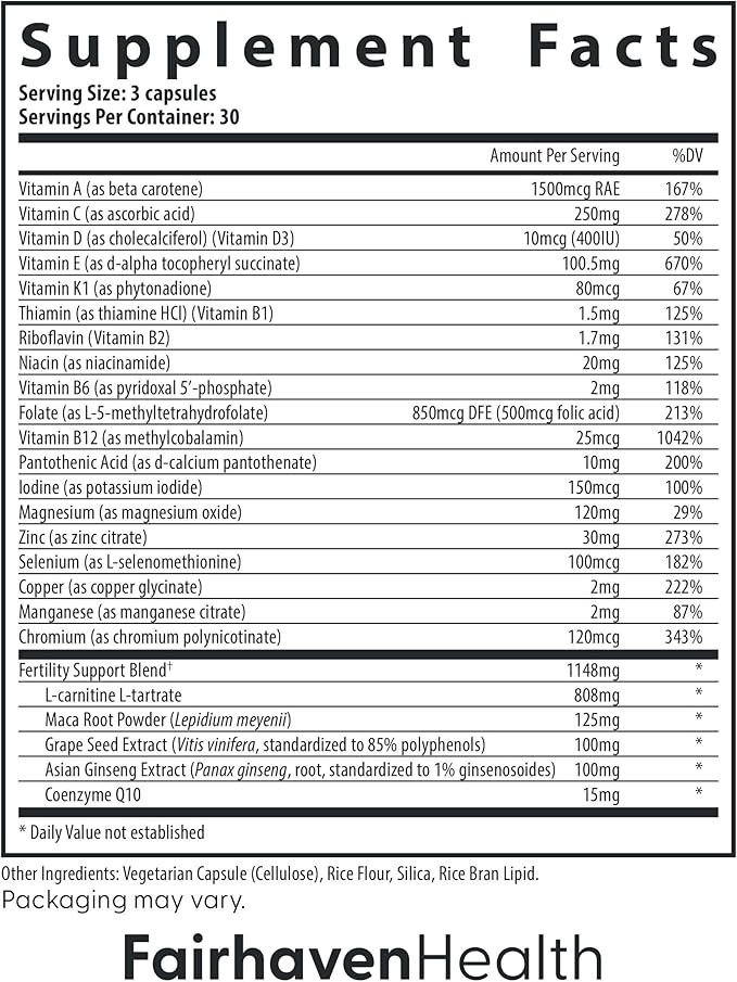 Fairhaven Health FertilAid for Men Fertility Supplements for Men | Count and Motility Support Pre-Conception for Him | Male Fertility Support Includes L-carnitine, Zinc, and Folate | 90 Capsules