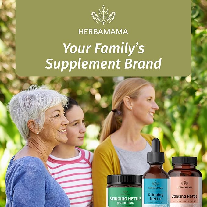 HERBAMAMA Herbal Liquid Drops Kit - Bundle of Stinging Nettle 2 fl oz & Turmeric Curcumin Tincture 4 fl oz - Vegan, Non-GMO, Sugar & Alcohol-Free - 2 Pack