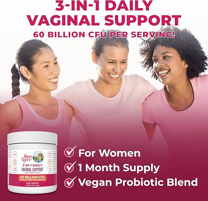 MaryRuth Organics 3-in-1 Probiotics for Women, Clinically Tested, Vaginal Probiotics for Digestive Health & Hormonal Support, Womens Probiotic Powder, Gut Health, 50 Billion CFU, Allergen Free, 0.5 oz