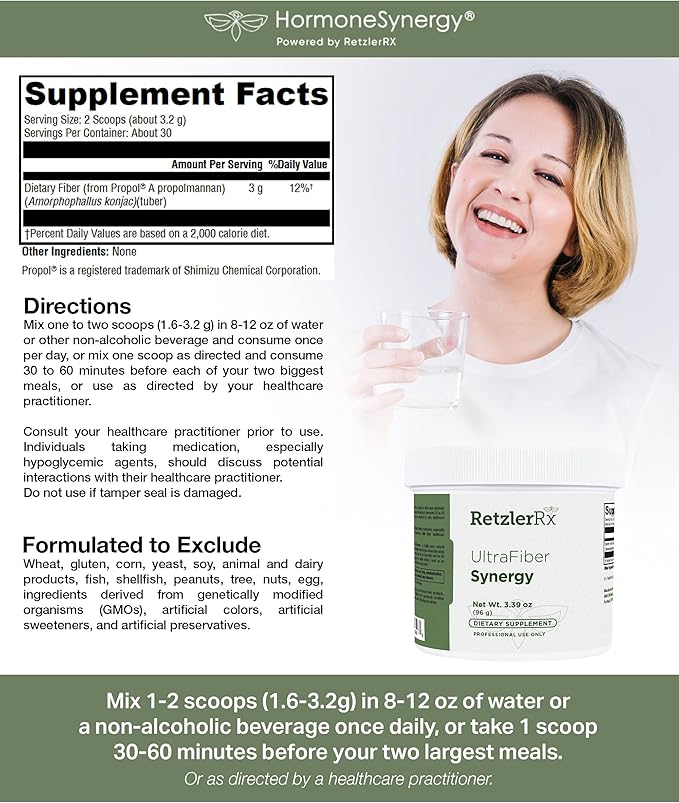 Ultra Fiber Lean Powder Supplement - Natural Soluble Propolmannan for Satiety & Digestive Health - Prebiotic Fiber for Bowel Regularity - Gluten-Free, Non-GMO Formula