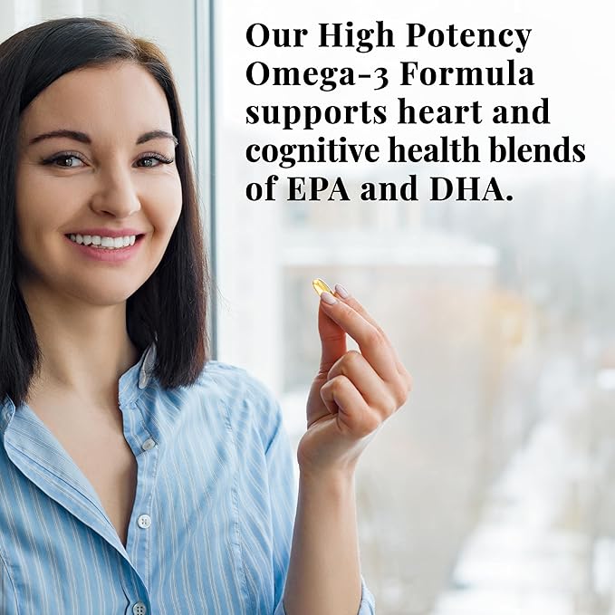 Smart Heart Odorless Omega-3 Fish Oil 1000mg - Triple Strength EPA & DHA, Non-GMO, Heart & Cognitive Support - 90 Burpless Softgels - 2-Pack
