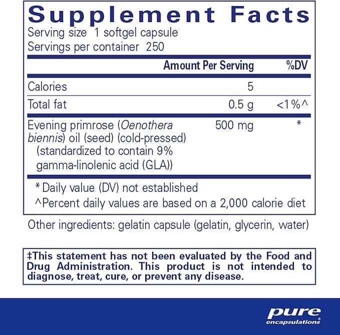 Pure Encapsulations E.P.O. (Evening Primrose Oil) | Hypoallergenic Dietary Supplement Containing 9% GLA | 250 Softgel Capsules