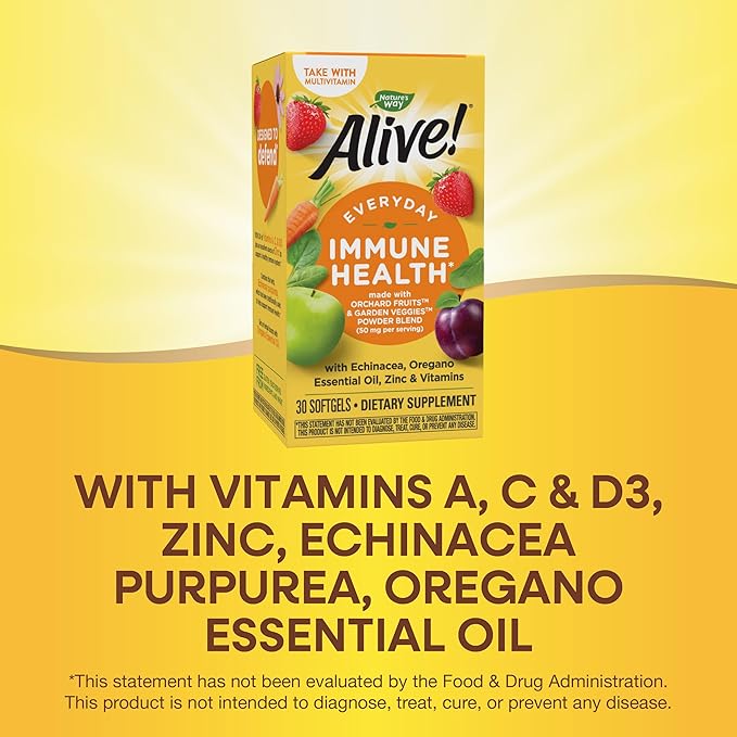 Nature's Way Alive! Everyday Immune Health* with Echinacea & Zinc, Immune Health and General Wellbeing*, 30 Softgels