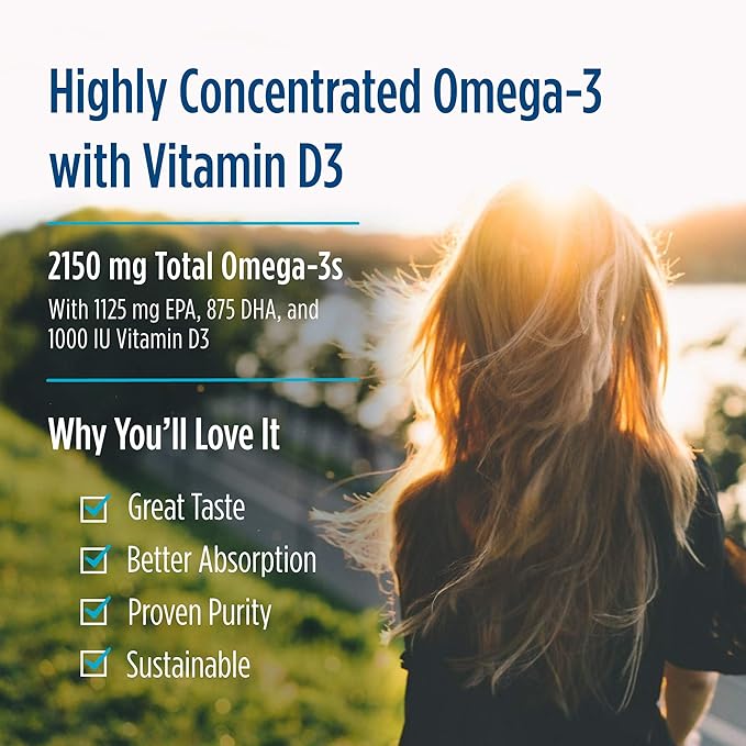 Nordic Naturals ProOmega 2000-D - Fish Oil, 1125 mg EPA, 875 mg DHA, 1000 IU Vitamin D3, Cardiovascular, Neurological, Eye, and Immune Health, Lemon Flavor, 60 Soft Gels
