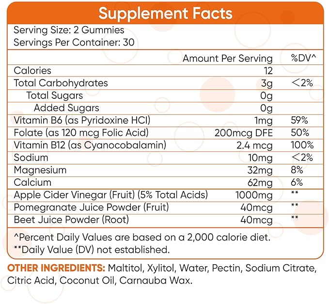 Keto ACV Gummies - Sugar-Free Gluten-Free Apple Cider Vinegar Supplement for Men Women (1000MG)
