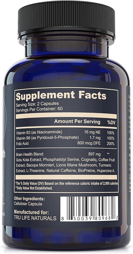 NEUROACT Brain Health Memory, Focus, Concentration, Mental Clarity with CognatiQ, Vitamin B3 & B6 | Manage Stress & Elevate Mood | Holistic Brain Health Formula, Sustained Energy & Well Being