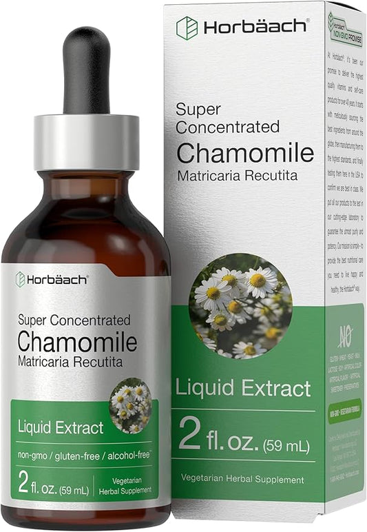 Horbäach Chamomile Extract Liquid | 2 fl oz | Alcohol Free Supplement | Vegetarian, Non-GMO, Gluten Free Tincture