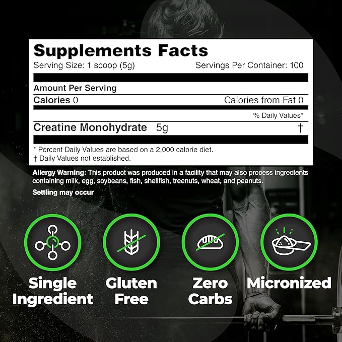 Species Nutrition Crealyze Creatine Powder, 100% Creatine Monohydrate with Solubility to Support Lean Mass, Endurance and Strength, Post Workout Recovery Drink, Gluten-Free (Unflavored, 17.6 Oz)