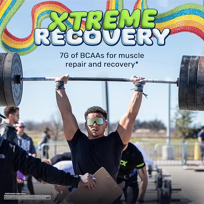 Original BCAA Powder Airheads Rainbow Berry Flavor, 7g BCAA and 2.5g L-Glutamine, Sugar Free Post Workout Muscle Recovery Drink with Amino Acids for Men & Women, 30 Servings