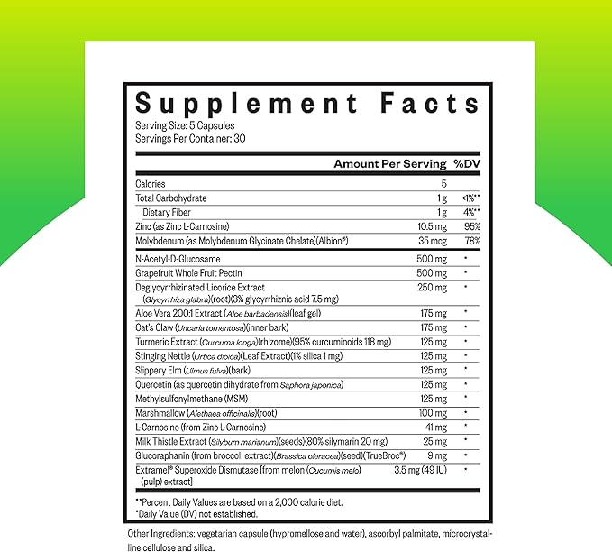 Optimal GI | Glutamine-Free Supplement | Digestive and Gastrointestinal Support | Seeking Health (150 Capsules) | 30 Servings