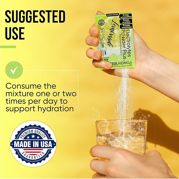 Electrolytes Powder Plus, Keto, Lemonade, Zero Sugar, 1000mg Potassium, 120mg Calcium, 120mg Magnesium, Non-GMO, Zero Calories, 30 Hydration Packets