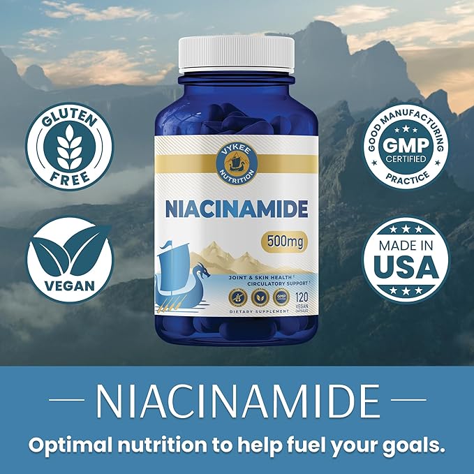 Niacinamide Capsules – 500mg High-Potency Vitamin B3 | Vegan, Non-GMO | Supports Energy Metabolism, Skin Health & Cellular Repair | 120 Capsules
