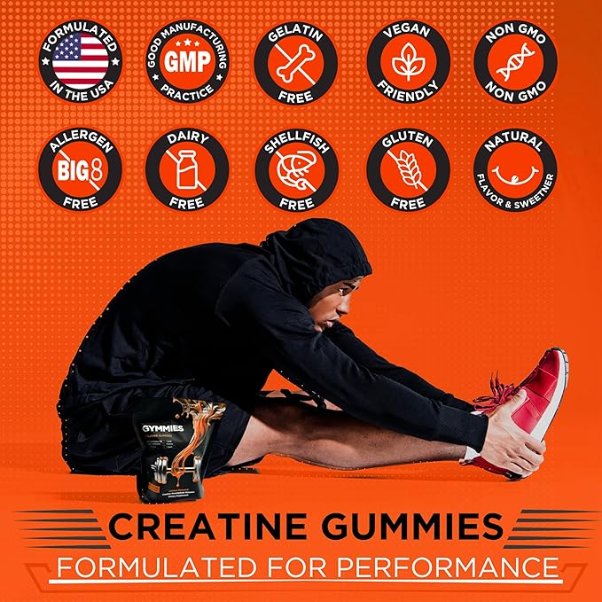 Creatine Monohydrate Gummies - Muscle Growth, Performance, Endurance - 5 Gram Creatine per Serving - Vegan, Non-GMO, Gluten-Free, Made in USA - 90ct (90 Count, Watermelon)