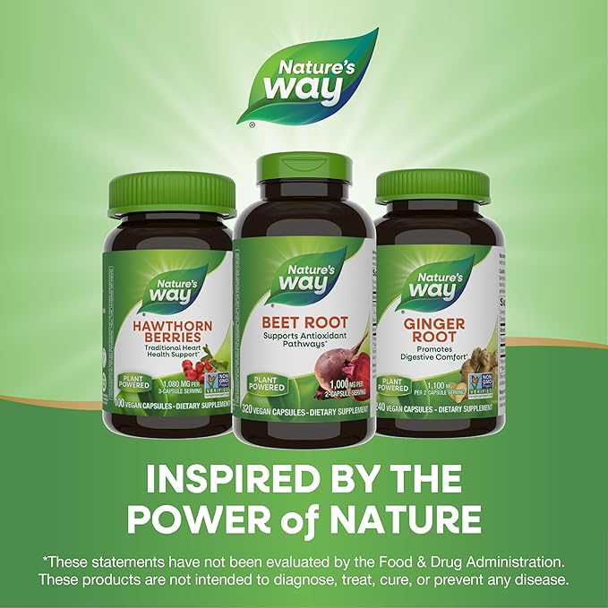 Nature's Way Beet Root, Supports Antioxidant Pathways*, Helps Neutralize Free Radicals*, 1,000 mg per 2-Capsule Serving, Vegan, 320 Capsules (Packaging May Vary)