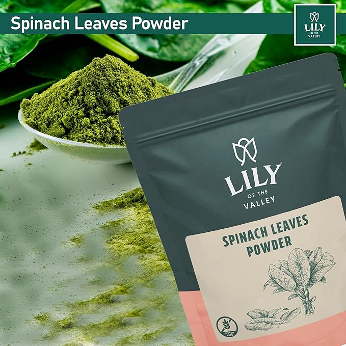 Lily of the Valley Spinach Powder - Green Superfood Powder for Juice, Smoothies, Soups, Baked Dishes & Recipes - Vegan & Gluten-Free - Packed in Resealable Pouch (16oz, 453g)