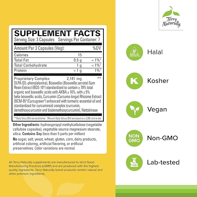 Terry Naturally Curamin - Curcumin Supplement for Circulation & Endorphin Support - Support for Occasional Discomfort - Aids Healthy Muscles - 21 Capsules
