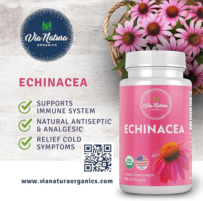Echinacea Supplement | Natural & Organic | 60 Capsules