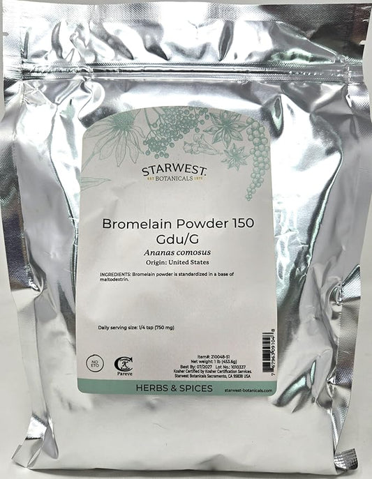 Bromelain Powder 150gdu - Ananas comosus, 1 lb,(Starwest Botanicals)