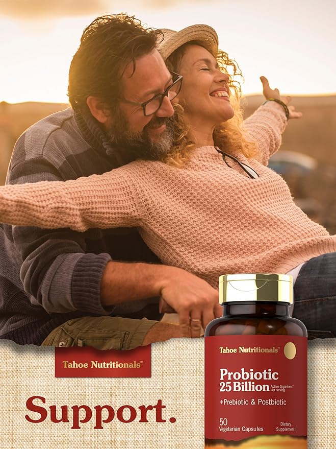 Tahoe Nutritionals Prebiotic, Probiotic & Postbiotic | 25 Billion CFU | 50 Powder Pills | Men and Women's Digestive Health | Vegetarian and Non-GMO Supplement