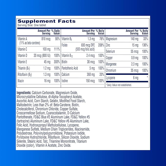 One A Day Men's Pre-Conception Health Multivitamin to Support Healthy Sperm, Supplement for Men with Vitamin C, Vitamin E, Selenium, Zinc, and Lycopene, 30 Count